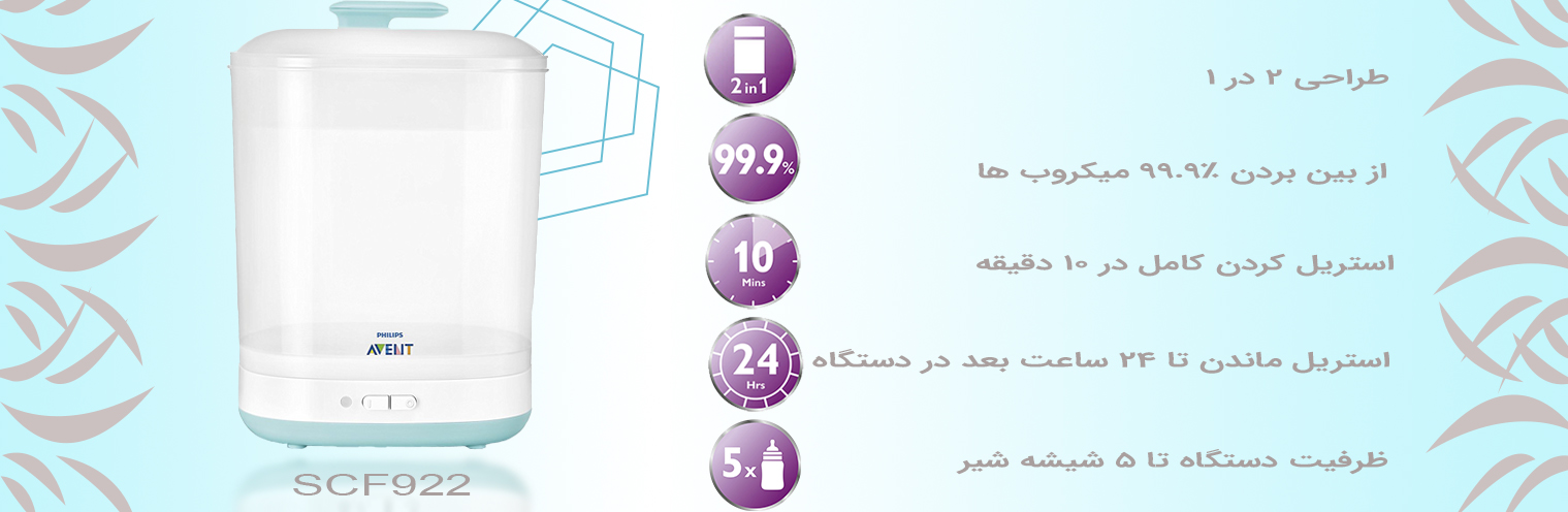 استریل کننده با بخار ۲ در ۱ فیلیپس اونت