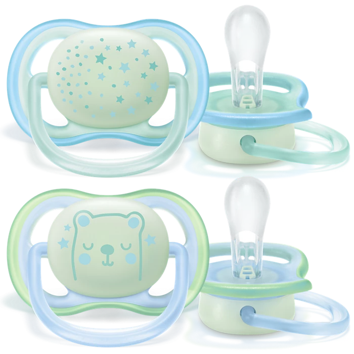 پستانک شب‌تاب ۰ تا ۶ ماه دوتایی فیلیپس اونت PHILIPS AVENT سری UltraAir مدل SCF376/11 1