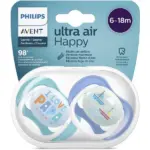 پستانک ارتودنسی ۶ تا ۱۸ ماه دوتایی فیلیپس اونت PHILIPS AVENT سری UltraAir مدل SCF080/03