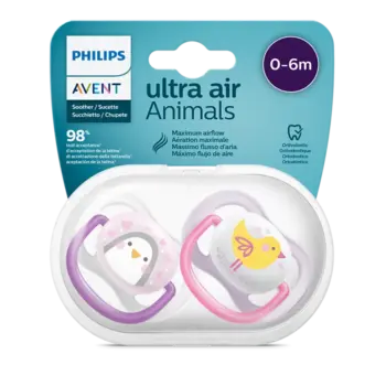پستانک ارتودنسی ۰ تا ۶ ماه دوتایی فیلیپس اونت PHILIPS AVENT سری UltraAir مدل SCF080/06