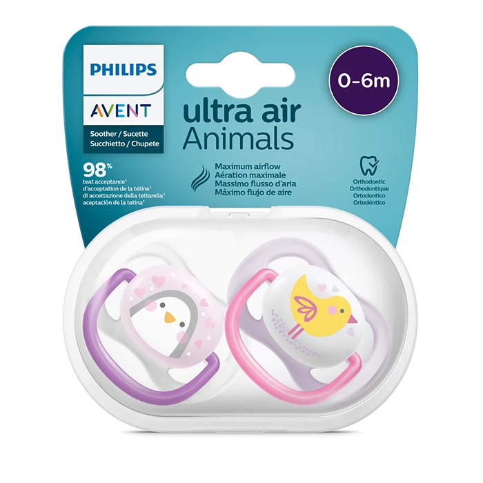پستانک ارتودنسی ۰ تا ۶ ماه دوتایی فیلیپس اونت PHILIPS AVENT سری UltraAir مدل SCF080/06