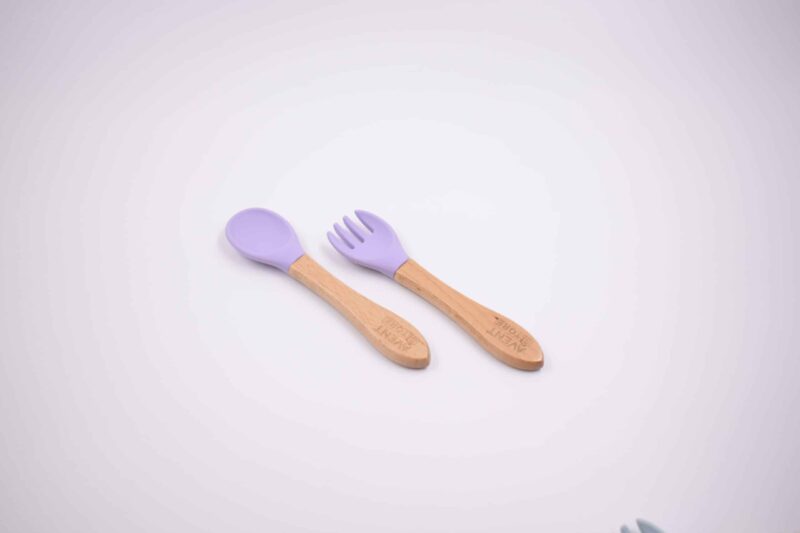 قاشق و چنگال کودک دسته چوبی مدل AST830 - تصویر 2