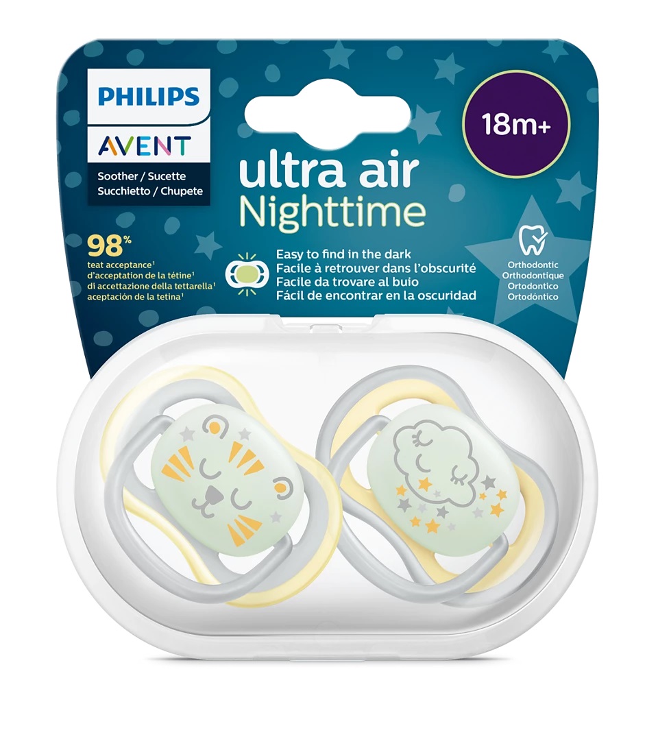 پستانک ارتودنسی شب تاب بالای ۱۸ ماه دوتایی فیلیپس اونت PHILIPS AVENT سری UltraAir مدل SCF376/01 1