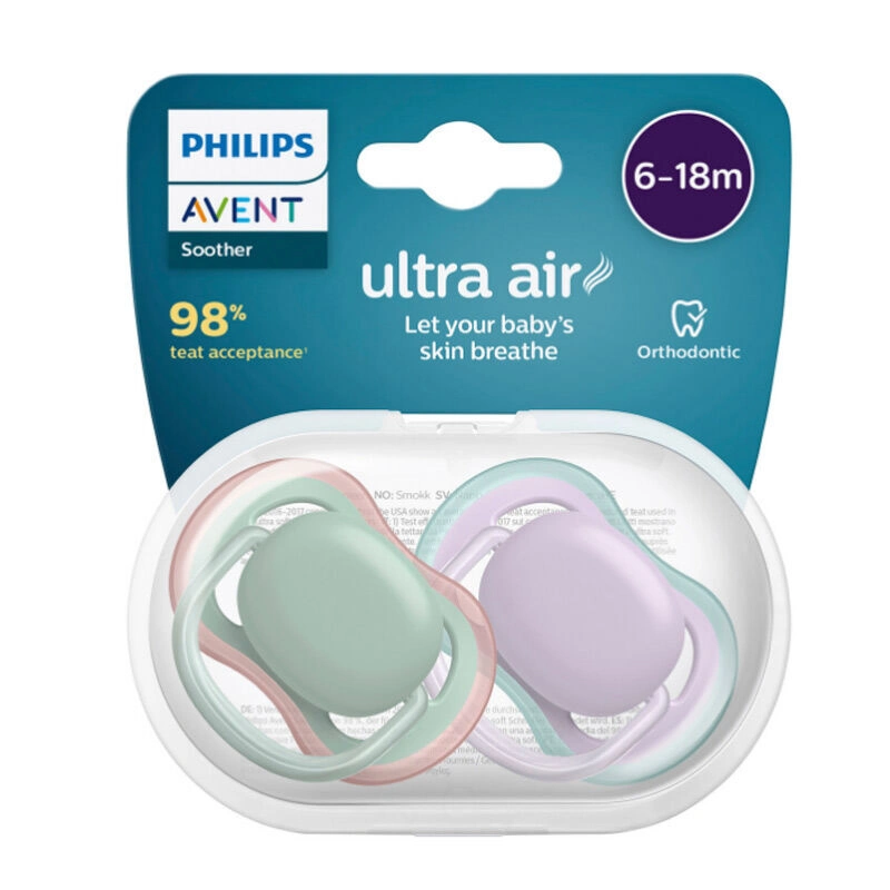 پستانک ارتودنسی ۶ تا ۱۸ ماه دوتایی فیلیپس اونت PHILIPS AVENT سری UltraAir مدل SCF085/16-1 1