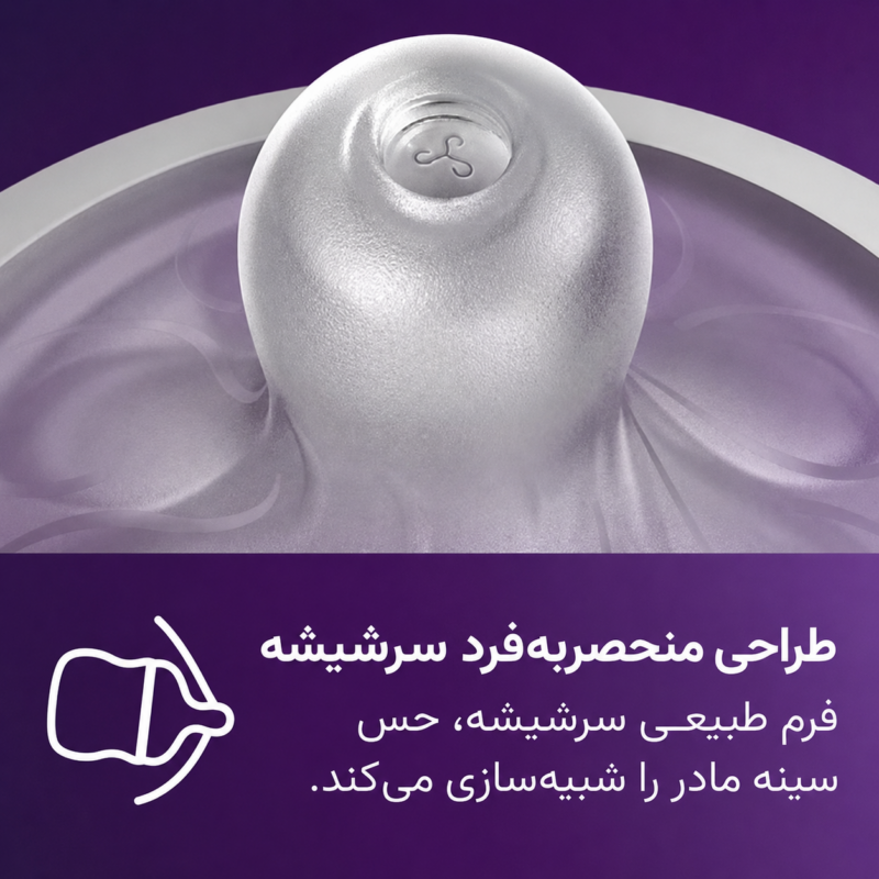 طراحی سرشیشه Natural Response فیلیپس اونت با فرم طبیعی شبیه سینه مادر