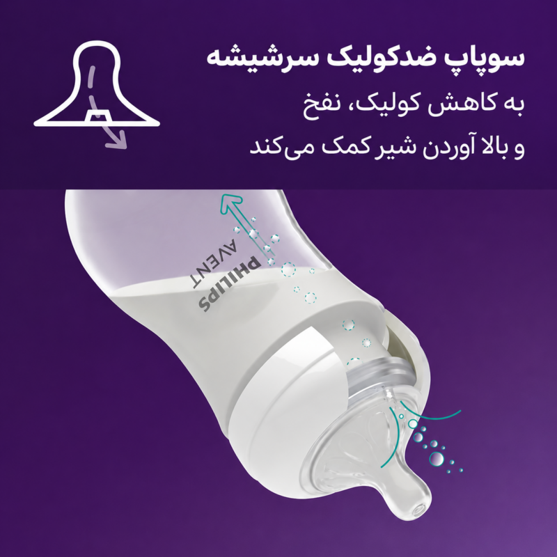 سوپاپ ضدکولیک سرشیشه فیلیپس اونت Natural Response برای کاهش ورود هوا