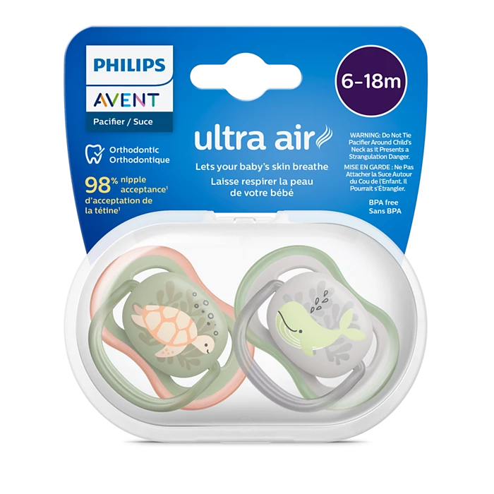 پستانک ارتودنسی ۶ تا ۱۸ ماه دوتایی فیلیپس اونت PHILIPS AVENT سری UltraAir مدل SCF085/40 1
