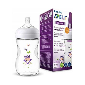 شیشه شیر نچرال ۲۶۰ میلی‌لیتر فیلیپس اونت PHILIPS AVENT سری UltraSoft – طرح گابی