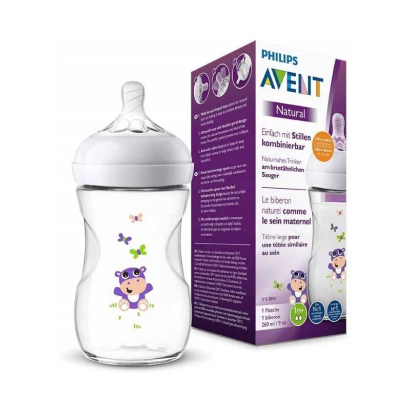 شیشه شیر نچرال ۲۶۰ میلی‌لیتر فیلیپس اونت PHILIPS AVENT سری UltraSoft – طرح گابی