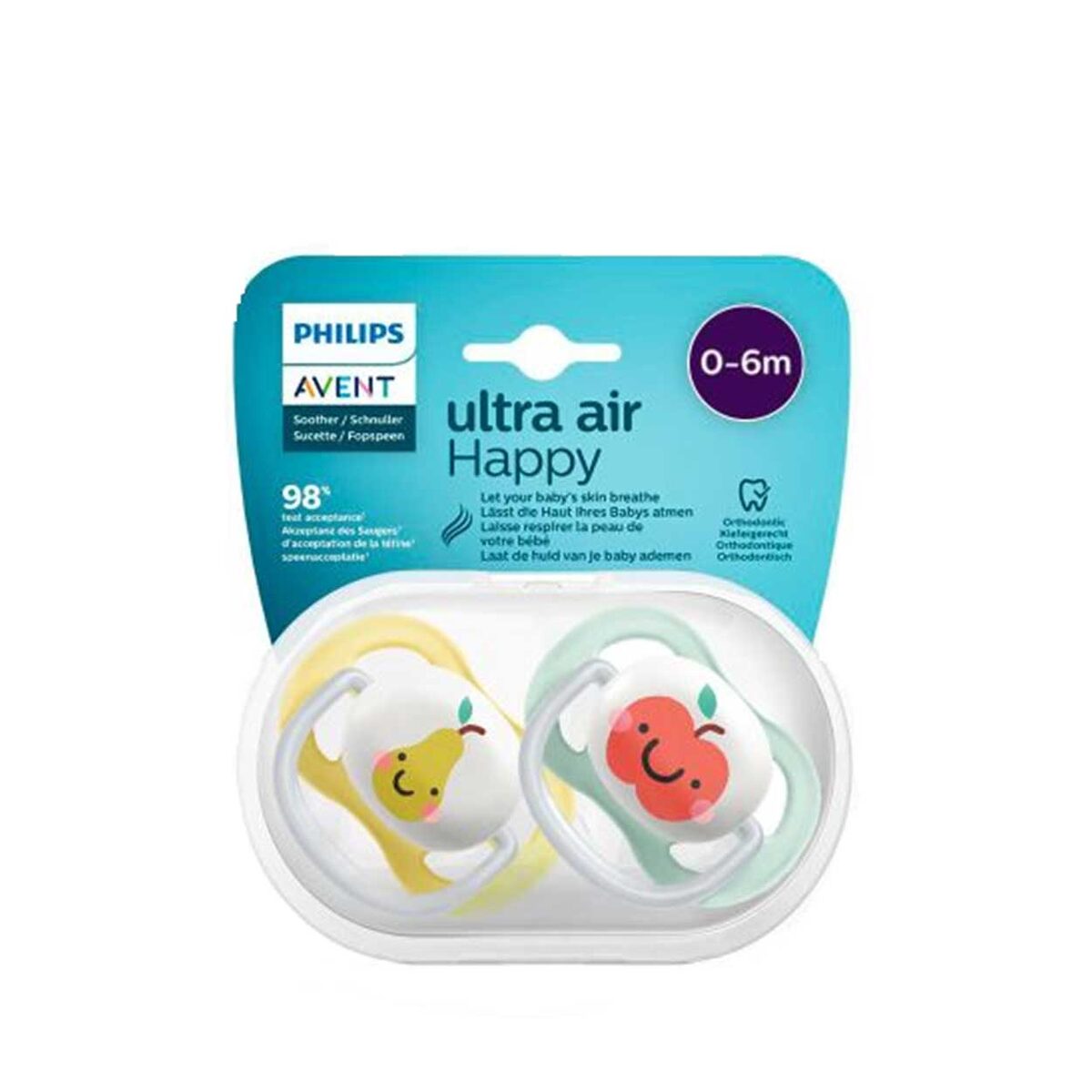 پستانک ارتودنسی ۰ تا ۶ ماه دوتایی فیلیپس اونت PHILIPS AVENT سری UltraAir مدل SCF080/17 1