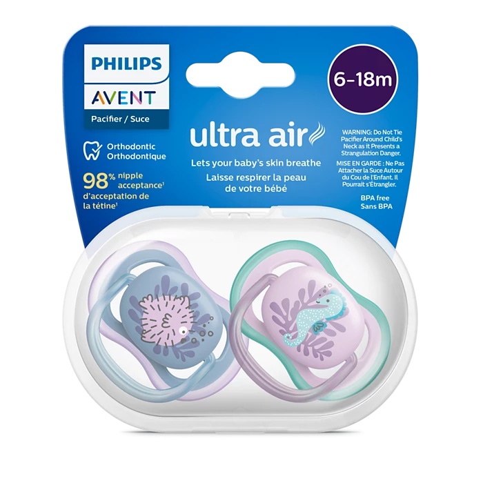 پستانک ارتودنسی ۶ تا ۱۸ ماه دوتایی فیلیپس اونت PHILIPS AVENT سری UltraAir مدل SCF085/40-1 1
