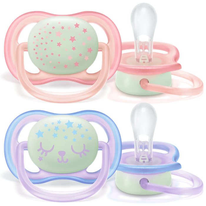 پستانک ارتودنسی شب‌تاب ۰ تا ۶ ماه دوتایی فیلیپس اونت PHILIPS AVENT سری UltraAir مدل SCF376/12 1