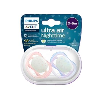 پستانک شب‌تاب ۰ تا ۶ ماه دوتایی فیلیپس اونت PHILIPS AVENT سری UltraAir مدل SCF376/12