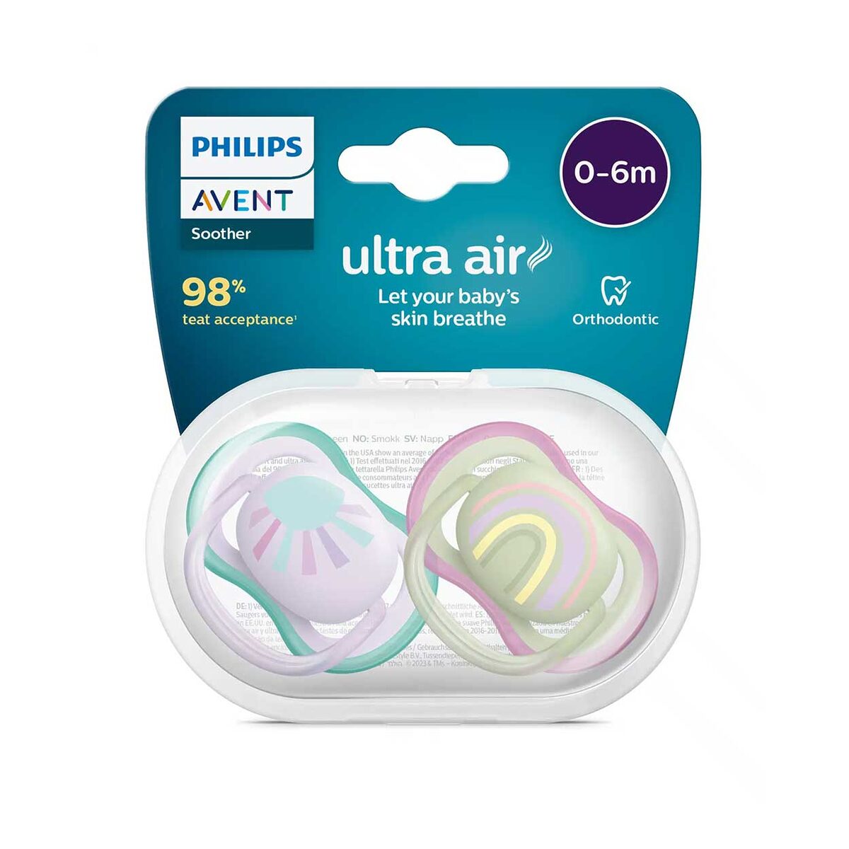 پستانک ارتودنسی ۰ تا ۶ ماه دوتایی فیلیپس اونت PHILIPS AVENT سری UltraAir مدل SCF085/59 1