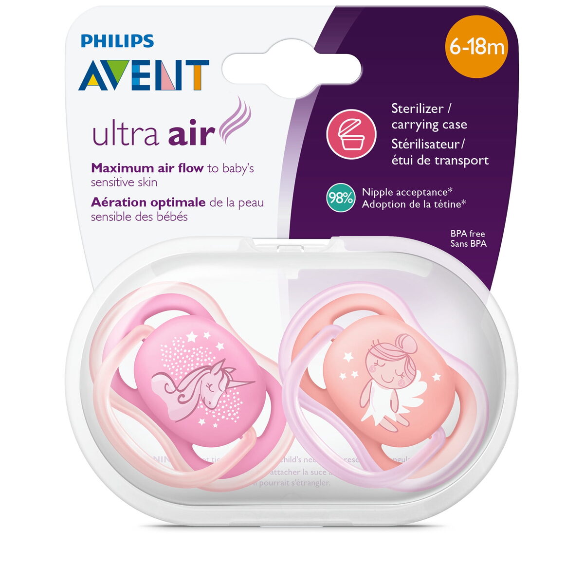 پستانک ارتودنسی ۶تا۱۸ ماه دوتایی فیلیپس اونت PHILIPS AVENT سری Ultrasoftمدل SCF345/22