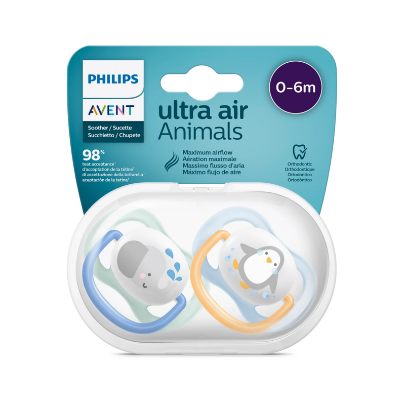 کاور-مربع-1500-1500 پستانک ارتودنسی ۰ تا ۶ ماه دوتایی فیلیپس اونت PHILIPS AVENT سری UltraAir مدل SCF080/05