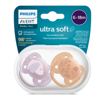 پستانک ارتودنسی ۶ تا ۱۸ ماه دوتایی فیلیپس اونت سری Ultrasoft مدل SCF091/18