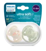 پستانک ارتودنسی ۰ تا ۶ ماه دوتایی فیلیپس اونت سری Ultrasoft مدل SCF091/07
