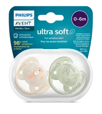 پستانک ارتودنسی ۰ تا ۶ ماه دوتایی فیلیپس اونت سری Ultrasoft مدل SCF091/07