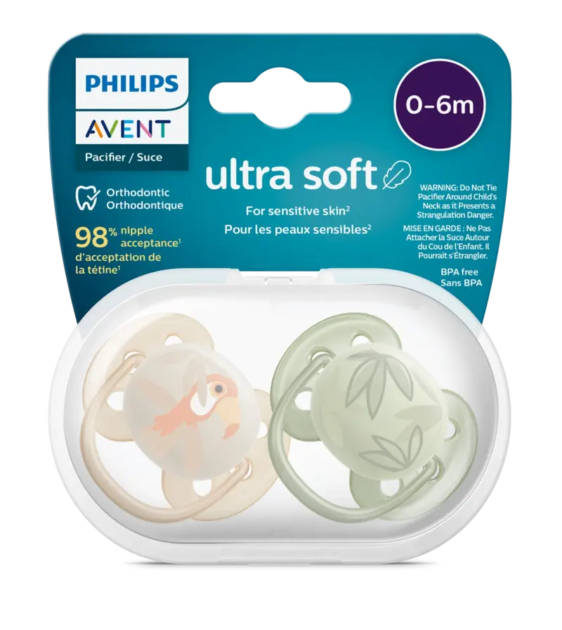 scf091-07-cover پستانک ارتودنسی ۰ تا ۶ ماه دوتایی فیلیپس اونت سری Ultrasoft مدل SCF091/07
