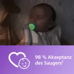 پستانک ارتودنسی شب‌تاب ۰ تا ۲ ماه دوتایی فیلیپس اونت سری UltraStart مدل SCF075/08 - تصویر 3