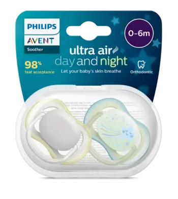 پستانک ارتودنسی ۰ تا ۶ ماه دوتایی شب و روز فیلیپس اونت سری UltraAir مدل SCF085/69
