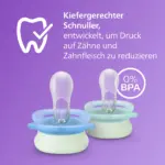 پستانک ارتودنسی شب‌تاب ۰ تا ۲ ماه دوتایی فیلیپس اونت سری UltraStart مدل SCF075/08 - تصویر 4