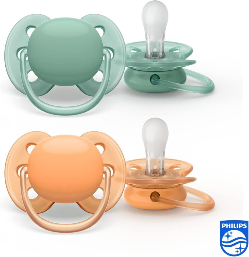 پستانک ارتودنسی ۰ تا ۶ ماه دوتایی فیلیپس اونت سری Ultrasoft مدل SCF091/03 - تصویر 2