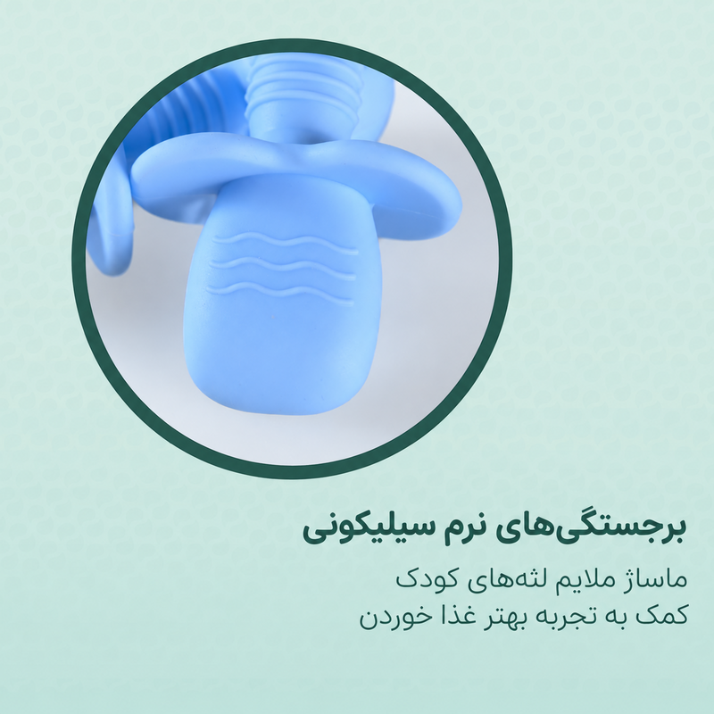 برجستگی‌های نرم سیلیکونی ست قاشق و چنگال آموزشی سیلیکونی کودک طرح پاندا مدل AST825